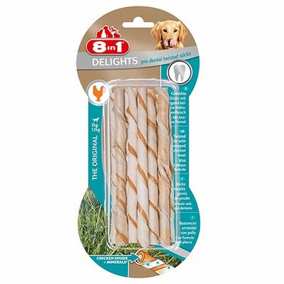 8in1 Delights Pro Dental Twisted Sticks Tavuklu Burgu Çubuğu Köpek Ödülü 55 Gr 