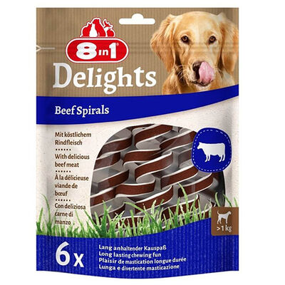 8in1 Delights Beef Spirals Biftekli Burgu Köpek Ödülü 6'lı 