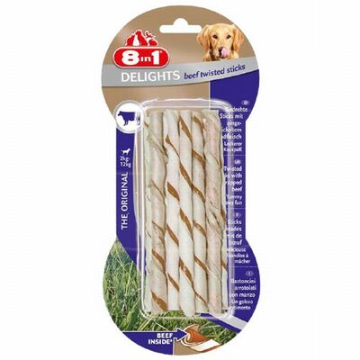 8in1 Delights Bones Biftekli Twested Sticks Burgu Çubuğu Köpek Ödülü 55 Gr 