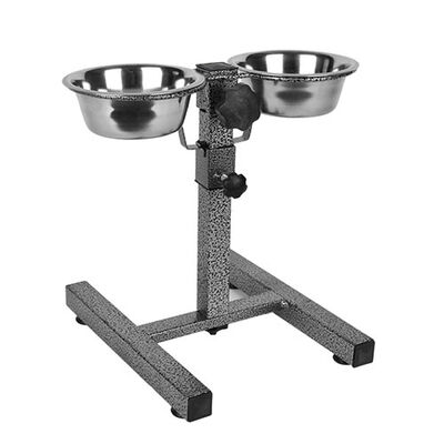 Flip Ayaklı Çelik İkili Köpek Mama ve Su Kabı 470 Ml 