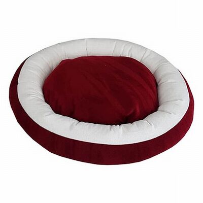 Bedspet Simit Kedi ve Küçük Irk Köpek Yatağı Bordo Beyaz 