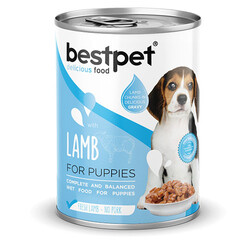 Bestpet - BestPet Parça Etli Kuzu Etli Yavru Köpek Konservesi 12 Adet 400 Gr 