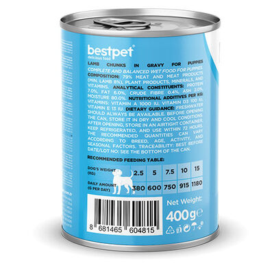 BestPet Parça Etli Kuzu Etli Yavru Köpek Konservesi 400 Gr 