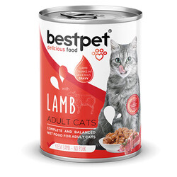 Bestpet - BestPet Parça Etli Kuzu Etli Yetişkin Kedi Konservesi 12 Adet 400 Gr 