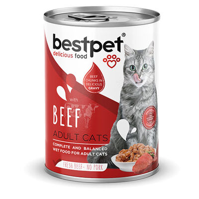 BestPet Parça Etli Sığrlı Etli Yetişkin Kedi Konservesi 6 Adet 400 Gr 