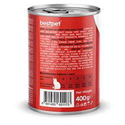 BestPet Parça Etli Sığrlı Etli Yetişkin Kedi Konservesi 6 Adet 400 Gr - Thumbnail