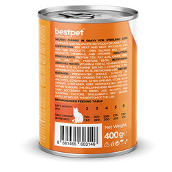 BestPet Parça Etli Somon Balıklı Yetişkin Kedi Konservesi 400 Gr - Thumbnail