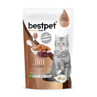 Bestpet Pouch Ciğerli Jelly Tahılsız Yetişkin Kedi Konservesi 85 Gr 