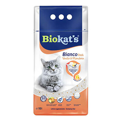 Biokats Bianco Vanilya Mandalina Bentonit Topaklanan Kedi Kumu 2x10 Lt 