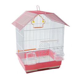 Birdlife - Birdlife Çift Kapılı Kuş Kafesi Pembe 34,5x28x46 Cm 