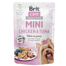 Brit Care - Brit Care Mini Adult Tavuklu ve Ton Balıklı Soslu Fileto Küçük Irk Yetişkin Köpek Konservesi 85 Gr 