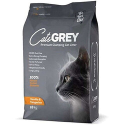 CatsGrey - CatsGrey Premium Vanilya ve Mandalina Kokulu Tozsuz Topaklanan İnce Taneli Bentonit Kedi Kumu 16 kg 