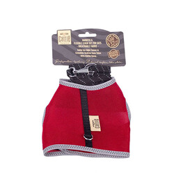 Cattie - Cattie Havalı Dokuma Kedi Göğüs ve Gezdirme Tasması Large Kırmızı 1,5x-30-40 Cm 
