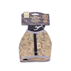 Cattie - Cattie Havalı Dokuma Kedi Göğüs ve Gezdirme Tasması Large Kamuflaj 1,5x30-40 Cm 