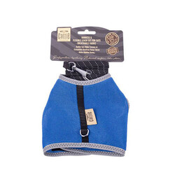 Cattie - Cattie Havalı Dokuma Kedi Göğüs ve Gezdirme Tasması Large Royal Mavi 1,5x30-40 Cm 