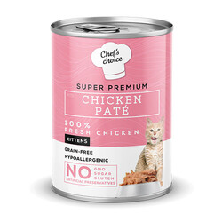 Chefs Choice - Chefs Choice Pate Chicken Kitten Tavuklu Tahılsız Yavru Kedi Konservesi 12 Adet 400 Gr 