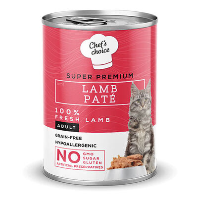 Chefs Choice Pate Lamb Kuzu Etli Tahılsız Yetişkin Kedi Konservesi 400 Gr 