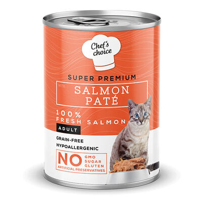 Chefs Choice Pate Somonlu Tahılsız Yetişkin Kedi Konservesi 12 Adet 400 Gr 