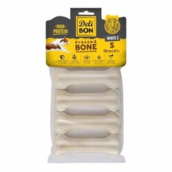 Delibon Beyaz Deri Pres Kemik Köpek Ödülü 4'lü 12 Cm Small - Thumbnail