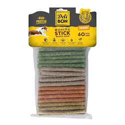 Delibon - Delibon Munchy Renkli Kalın Deri Çubuk Köpek Ödülü 60'lı 