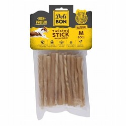 Delibon Natürel Deri Burgu Çubuk Kemik Köpek Ödülü 50'li Medium - Thumbnail