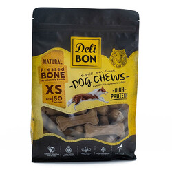Delibon Natürel Pres Deri Kemik Köpek Ödülü XS 50'li 7 cm - Thumbnail