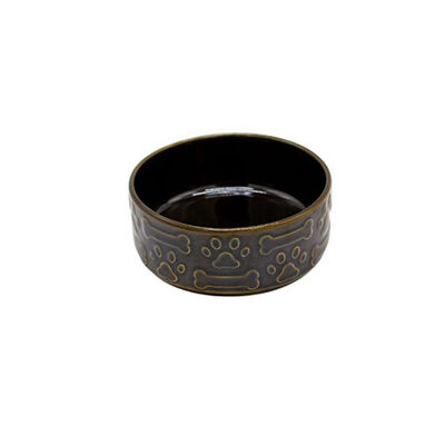 Design Seramik Köpek Mama ve Su Kabı Oksit Yeşil 12 Cm 250 Ml 