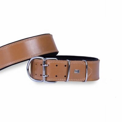Doggie Çift Kat Deri Köpek Boyun Tasması Camel 6x65-75 Cm 