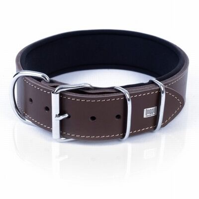 Doggie Çift Kat Deri Köpek Boyun Tasması Kahverengi 5x55-65 Cm 