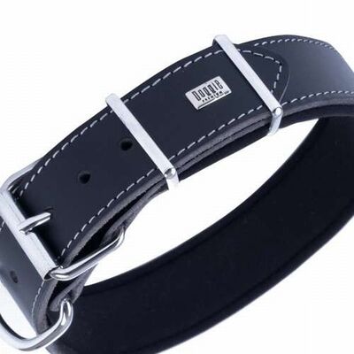 Doggie Çift Kat Deri Köpek Boyun Tasması Siyah 4x57-65 Cm 