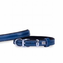 Doggie Konfor Deri Köpek Boyun Tasması Royalblue 1,5x25 30 Cm - Thumbnail