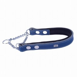 Doggie Konfor Deri Zincirli Boğma Köpek Eğitim Tasması Royalblue 2x35 45 Cm - Thumbnail