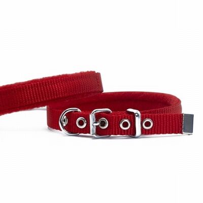 Doggie Polar Pedli Sade Dokuma Köpek Boyun Tasması Kırmızı 1,5x20-25 Cm 