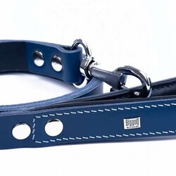 Doggie Yumuşak Deri Firstclass Köpek Gezdirme Tasması Royalblue 2x140 Cm - Thumbnail
