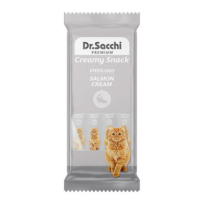 Dr.Sacchi Creamy Snack Somonlu Sıvı Kısırlaştırılmış Kedi Ödülü 4x14 Gr 