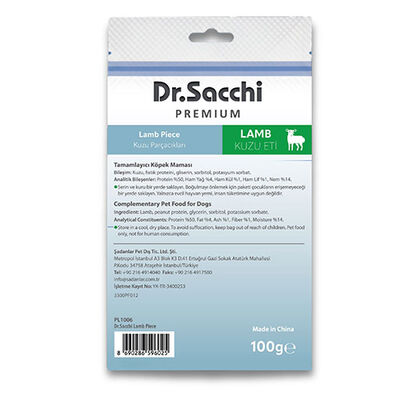 Dr.Sacchi Premium Kuzu Parçacıklı Tahılsız Köpek Ödülü 100 Gr 