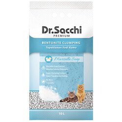 Dr.Sacchi Premium Marsilya Sabunu Kokulu Bentonit İnce Taneli Topaklanan Kedi Kumu 10 Lt - Thumbnail