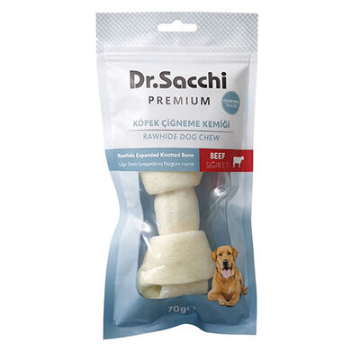 Dr.Sacchi Premium Sığır Etli Sığır Derisi Genişletilmiş Düğüm Kemik Tahılsız Köpek Ödülü 5-6'' 1'li 70 Gr 