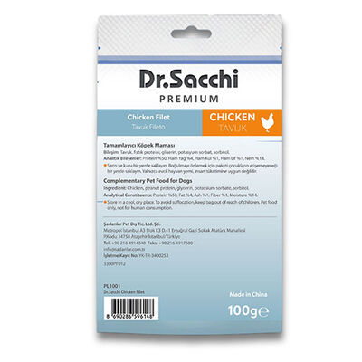 Dr.Sacchi Premium Tavuk Fileto Tahılsız Köpek Ödülü 100 Gr 