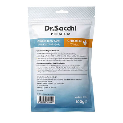 Dr.Sacchi Premium Tavuk Kuru Kesim Jerky Tahılsız Köpek Ödülü 100 Gr 