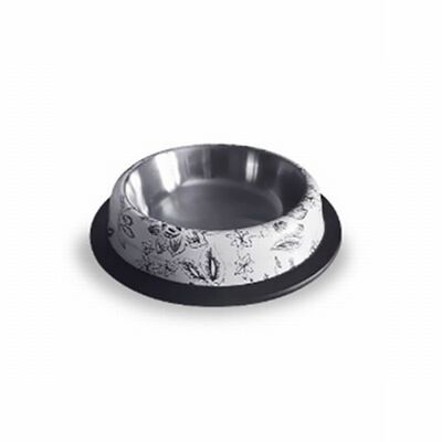 EuroDog 32 Oz Desenli Oval Çelik Köpek Mama Su Kabı 25,5 Cm 