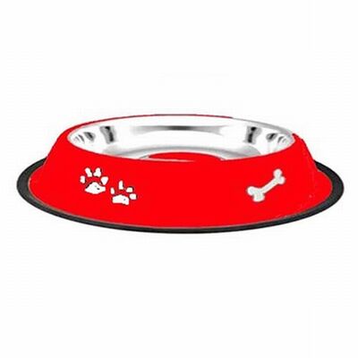 EuroDog Pati Kemik Desenli Metal Köpek Mama Su Kabı 8 Oz 12 Cm 