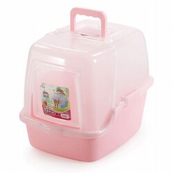 EuroGold Pet Zone Kapalı Kedi Tuvaleti 52x39,5x43 Cm Pembe - Thumbnail