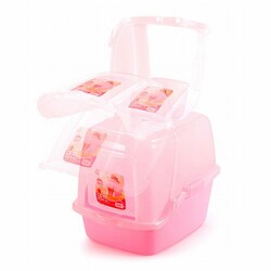 EuroGold Pet Zone Kapalı Kedi Tuvaleti 52x39,5x43 Cm Pembe - Thumbnail