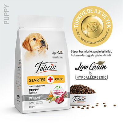 Felicia Hypoallergenic Küçük ve Orta Irk Kuzulu Düşük Tahıllı Yavru Köpek Maması 3 Kg 