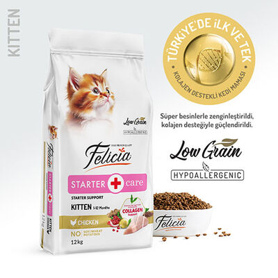 Felicia Hypoallergenic Tavuklu ve Hamsili Düşük Tahıllı Yavru Kedi Maması 12 Kg 