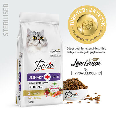 Felicia Hypoallergenic Urinary Somonlu Düşük Tahıllı Kısırlaştırılmış Kedi Maması 12 Kg 