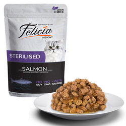 Felicia Pouch Jelly Sterilised Somonlu ve Taurinli Tahılsız Kısırlaştırılmış Kedi Konservesi 6 Adet 85 Gr - Thumbnail