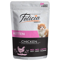 Felicia - Felicia Pouch Jelly Tavuklu ve Taurinli Tahılsız Yavru Kedi Konservesi 6 Adet 85 Gr 