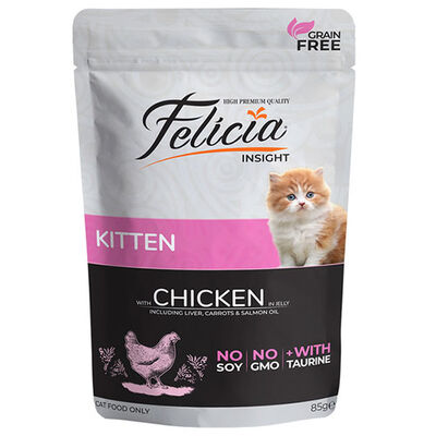 Felicia Pouch Jelly Tavuklu ve Taurinli Tahılsız Yavru Kedi Konservesi 6 Adet 85 Gr 